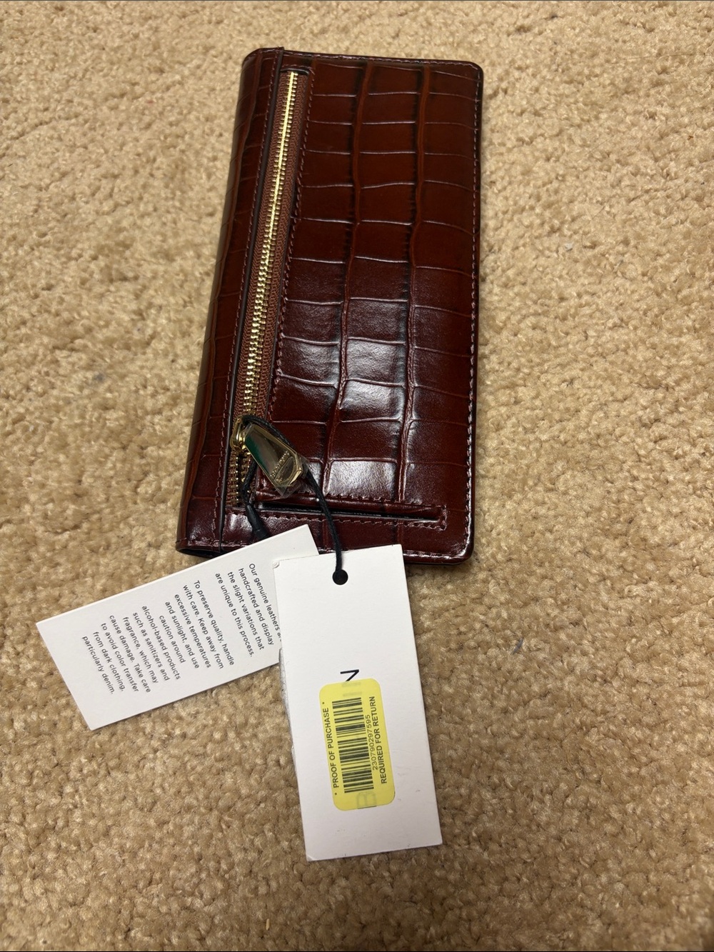 Brahmin Dark Brown Croc-Embossed Leather Wallet - Picture 7 of 7